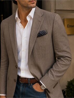 Vintage Coppley Ermenegildo Zegna Shang Brown Pinstripe Blazer 41W Old Money
